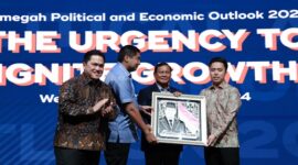 Capres nomor urut 2 Prabowo Subianto dalam acara Trimegah Politic and Economic Outlook 2024 di Jakarta. (Dok. Tim Media Prabowo)
