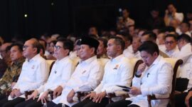 Presiden RI Prabowo Subianto menghadiri Musyawarah Nasional (Munas) konsolidasi persatuan Kamar Dagang dan Industri (Kadin) Indonesia. (Facebook.com @Setkab RI)